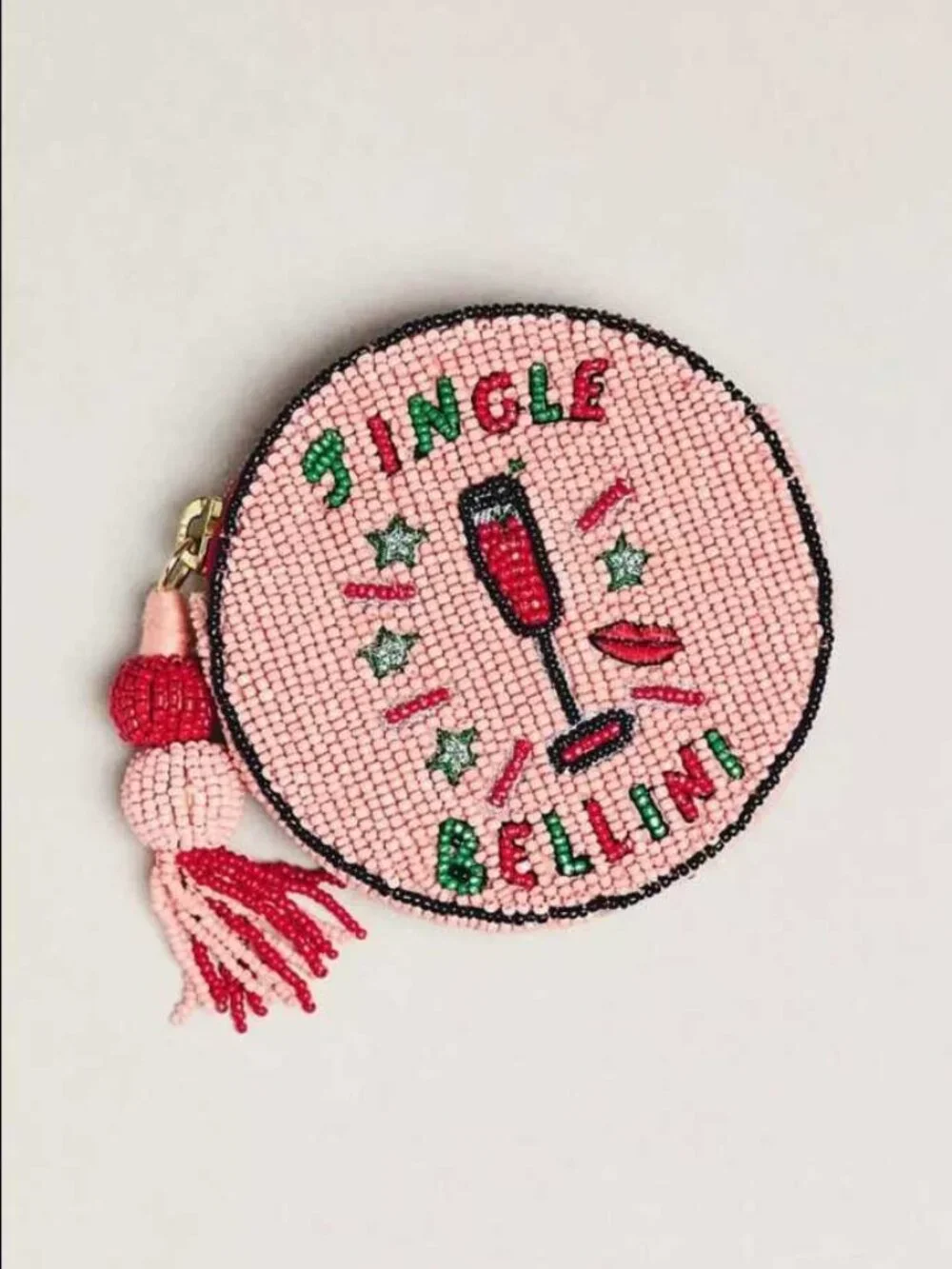 New Anthropologie x Nephthys Christmas beaded coin purse pouch Jingle Bellini